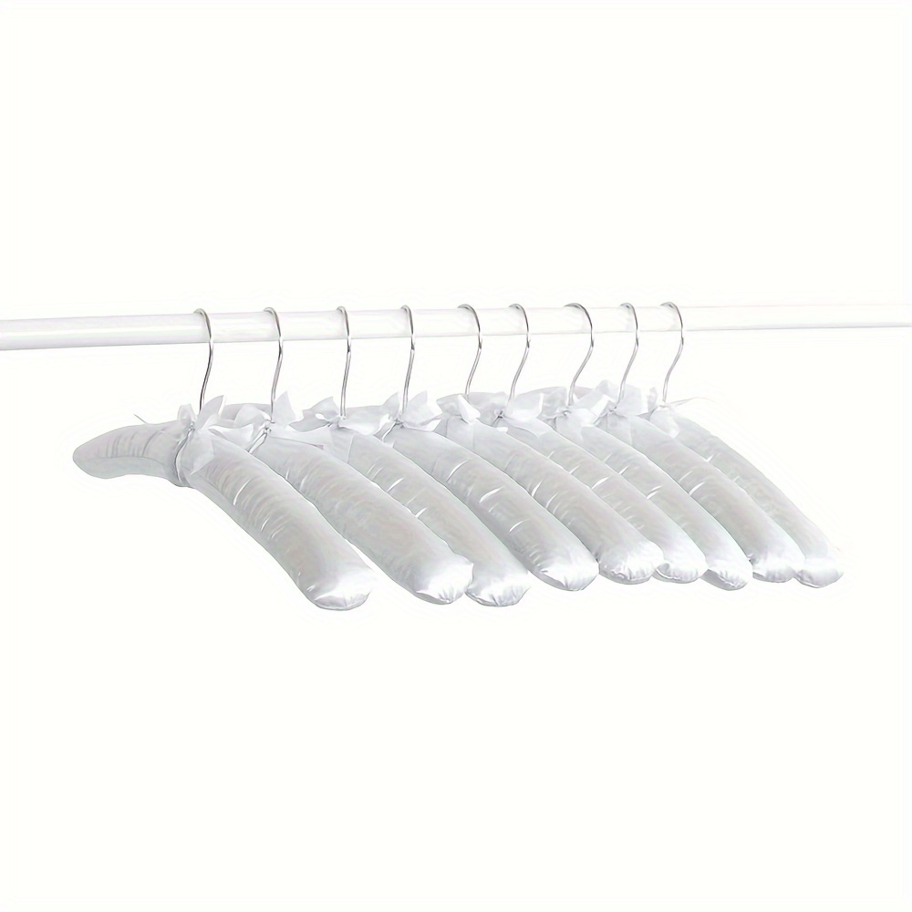 TEMU 10pcs White Padded Hangers - 17" Soft Non-slip Coat Hangers With Elegant For Adult Garments, Wedding Dresses, Lingerie, And Suits - Luxurious