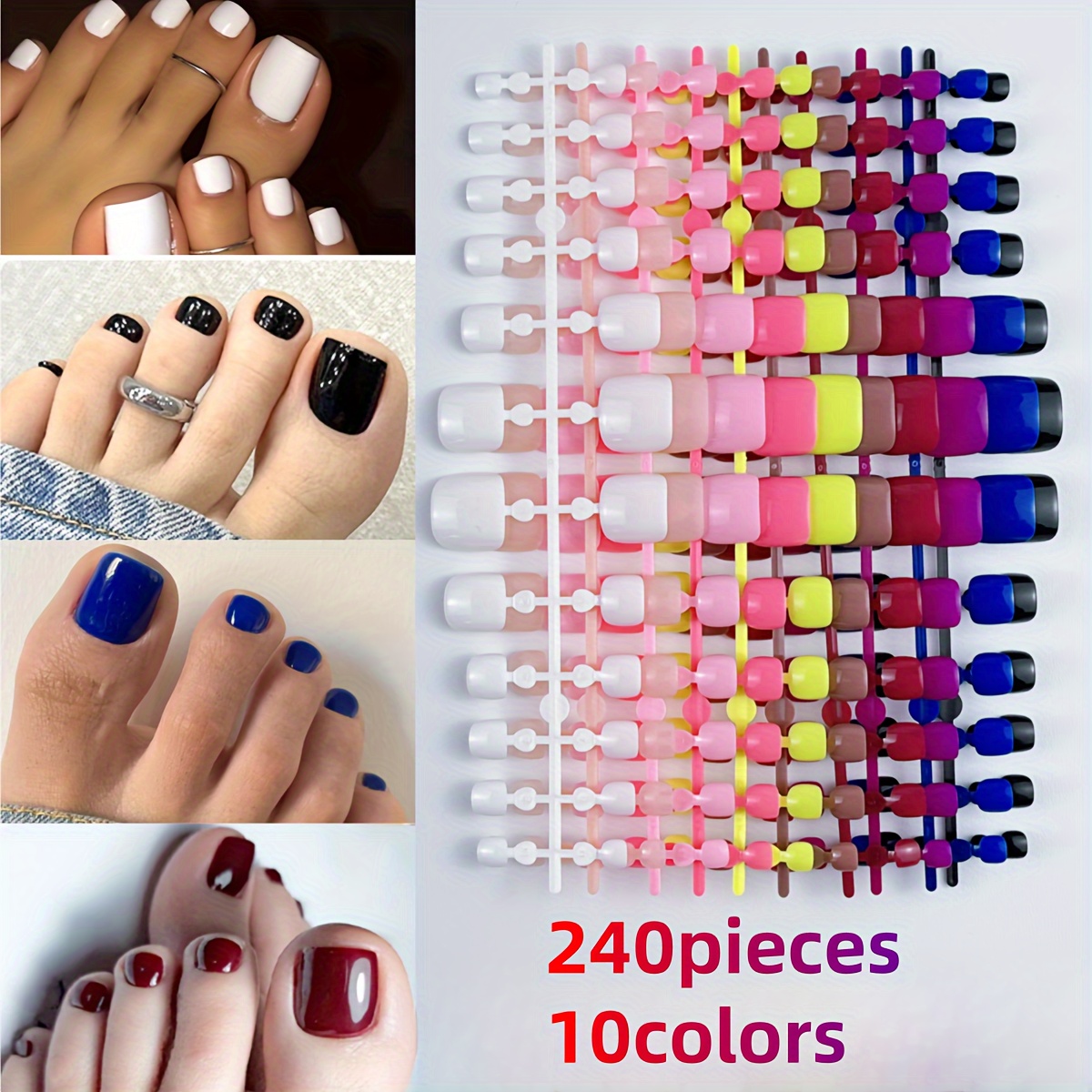 

240pcs Toe , 10 Assorted -on False , Coverage For , Diy Art, , , Length