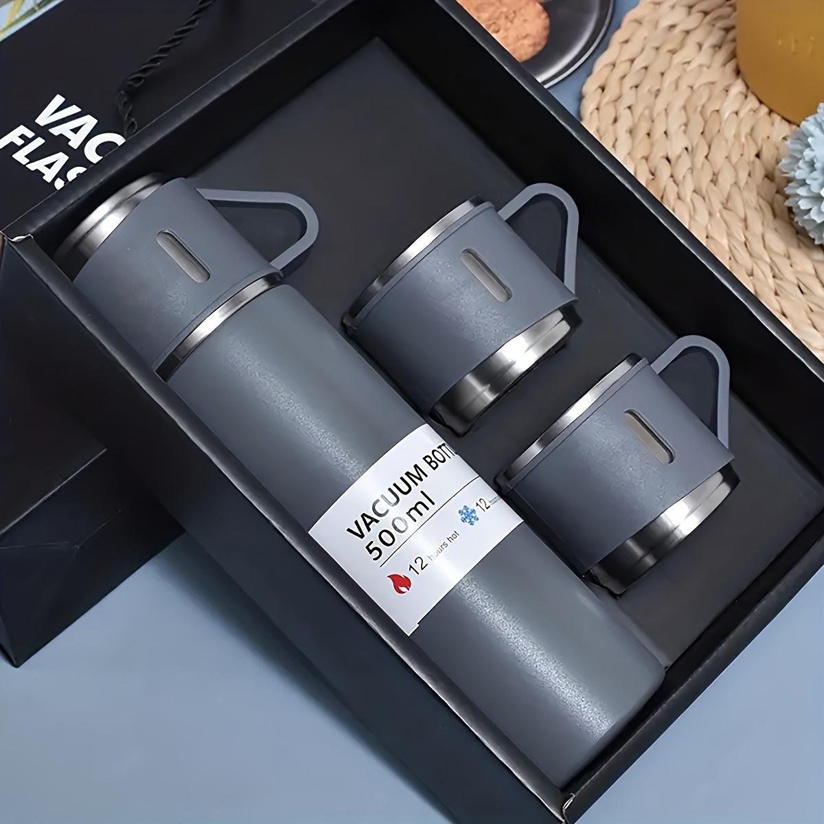 1pc stainless steel vacuum   water bottle set with 2 cup lids and stroller cup holder insulated drinkware for   details 2