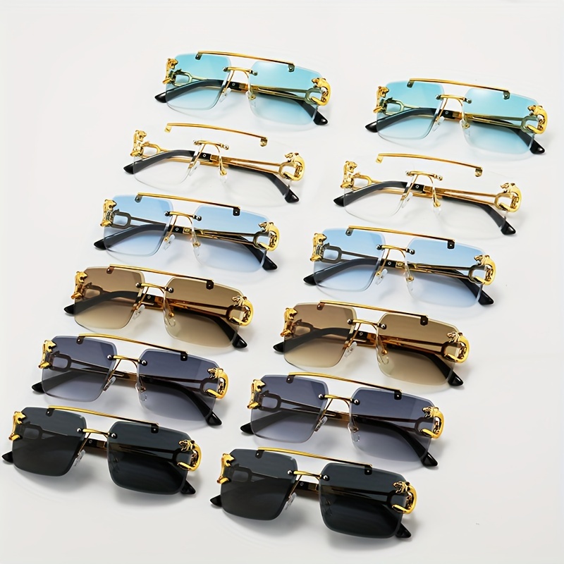 

12pcs Fashion Glasses For Women And Men, Rectangular Frame, Unisex, Pc Lens, Zinc Alloy Frame, Perfect For Hiking And Casual Wear