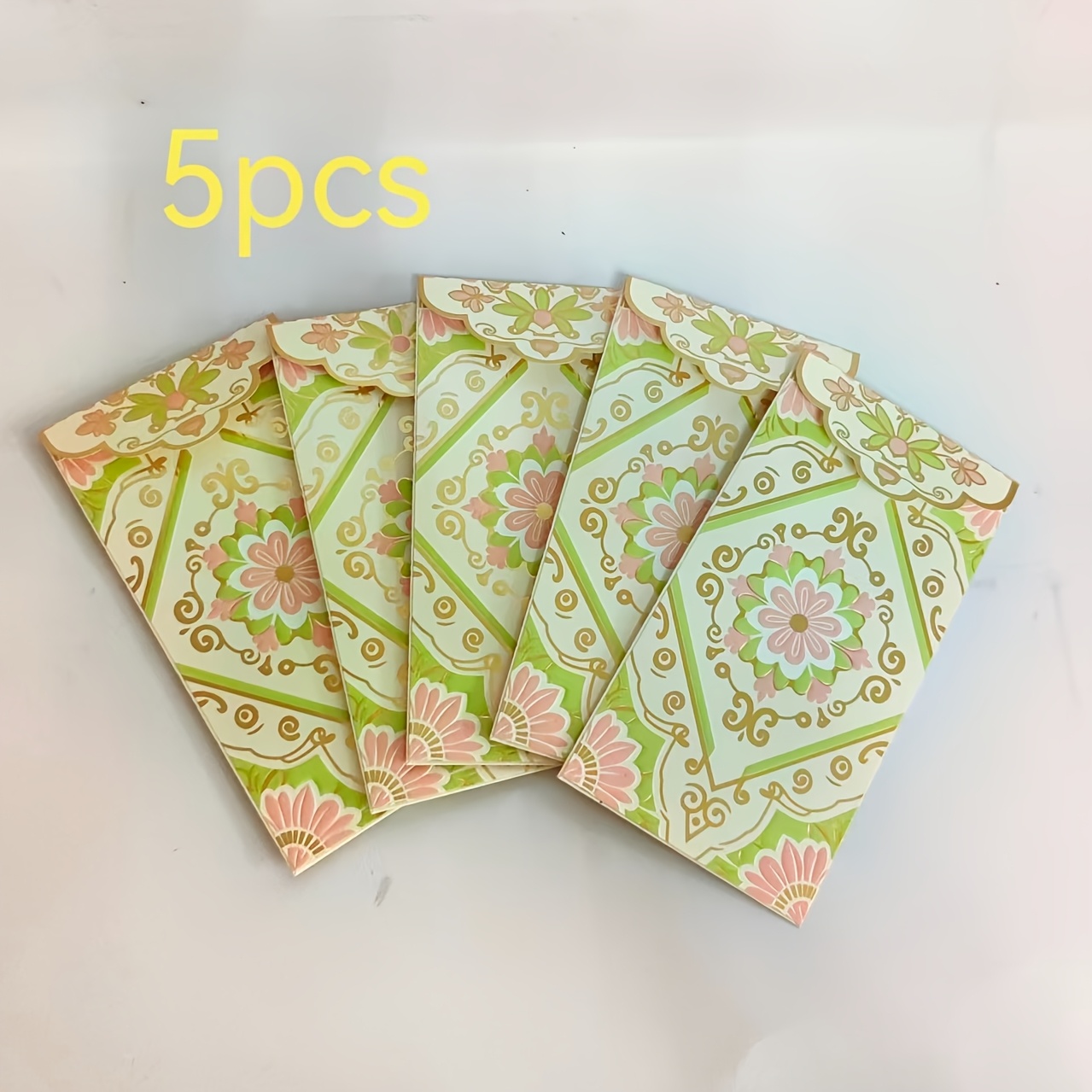 TEMU 5pcs/10pcs Retro Floral Red Packets, Hot , Red Pink Green Floral Pattern Gift Envelopes, Suitable For Weddings, Birthdays, Holidays