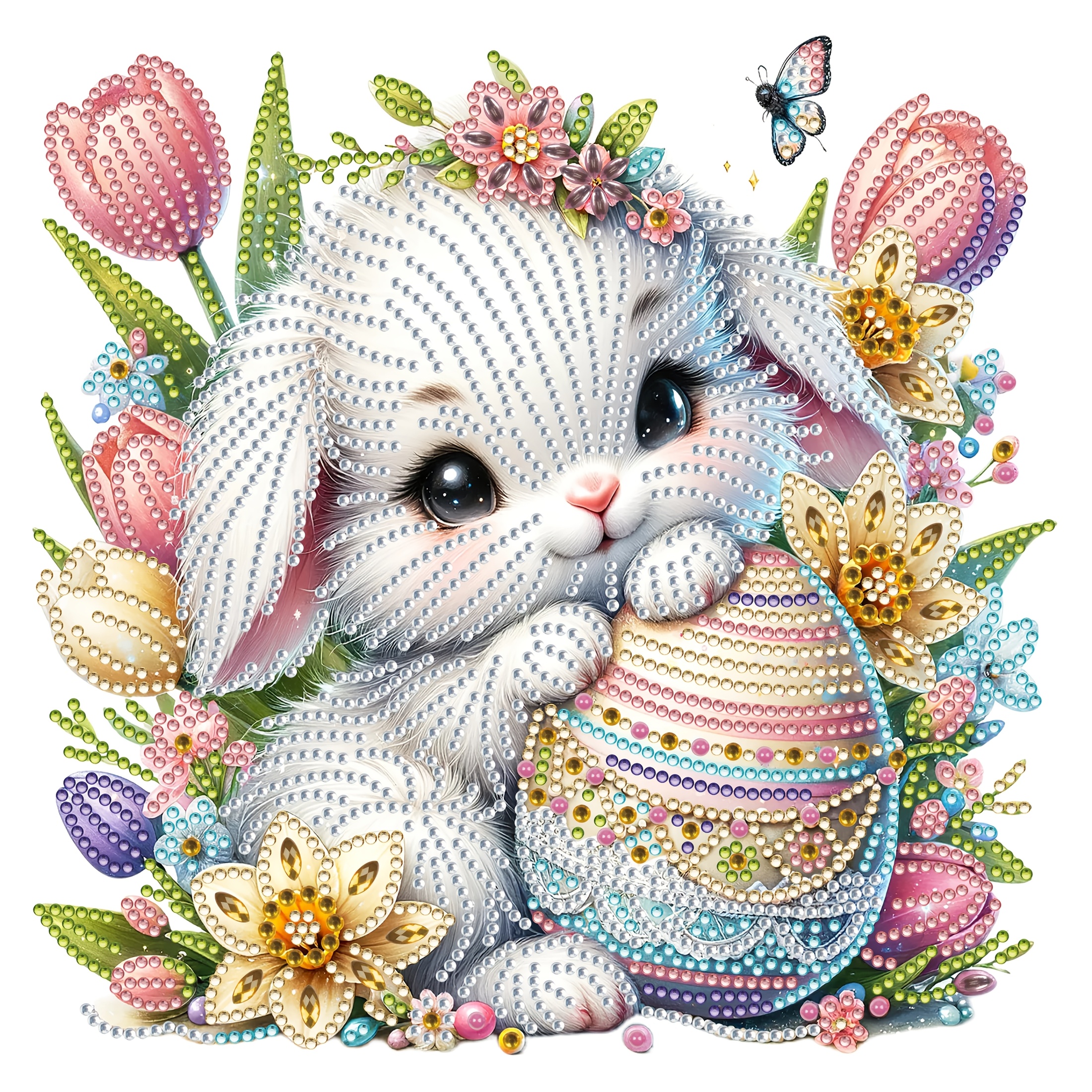 

1pc Easter Rabbit Egg Diamond Painting Kit, Irregular Shape Canvas, Festival Theme, Perfect Diy Gift For Home Decoration