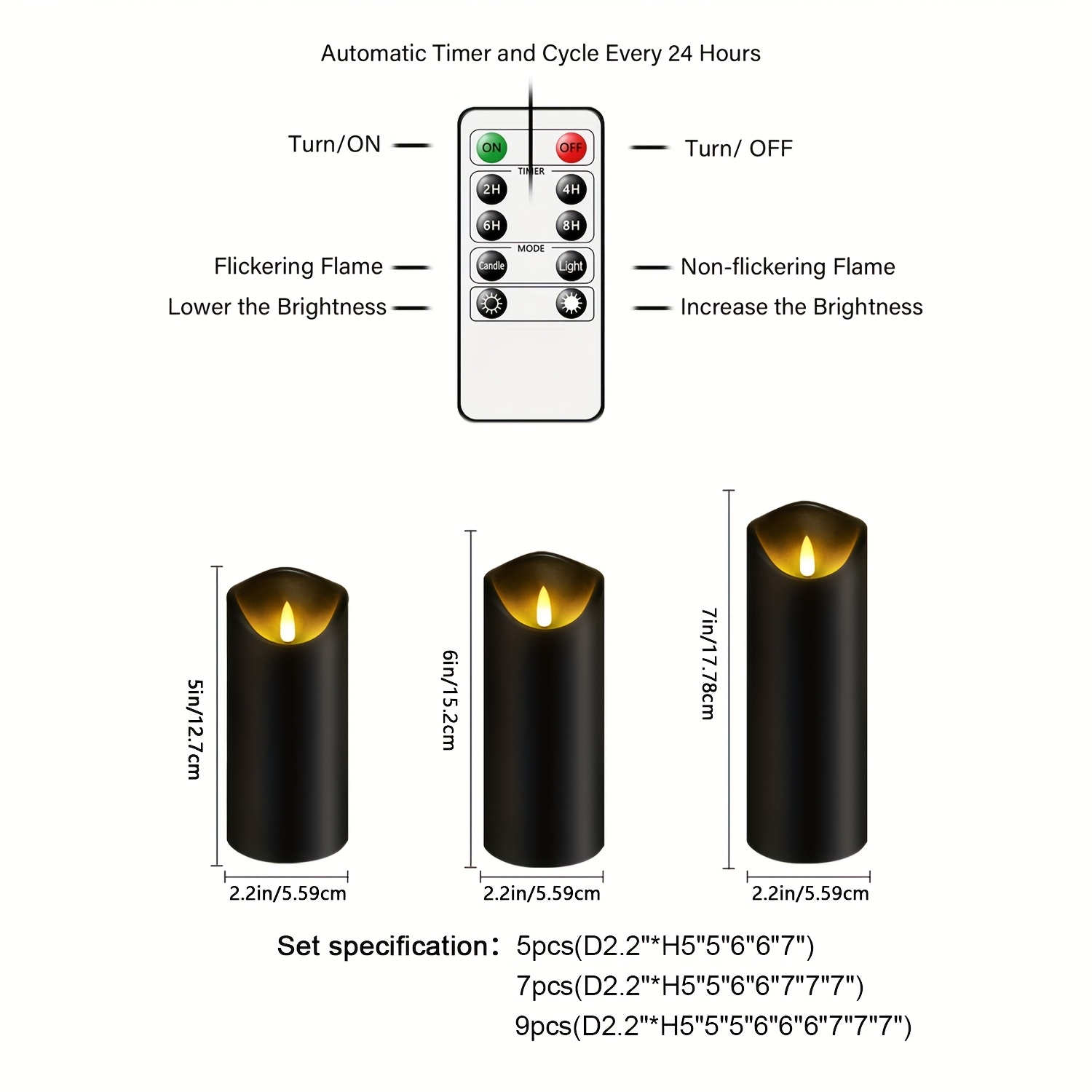 AmberFlame Battery Operated Candles with Timer