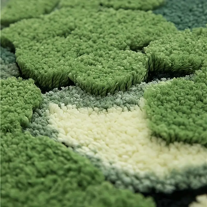 ultra soft plush moss shaped bath mat with non slip tpr backing super absorbent polyester machine washable rectangular rug for bathroom decor Product details 7