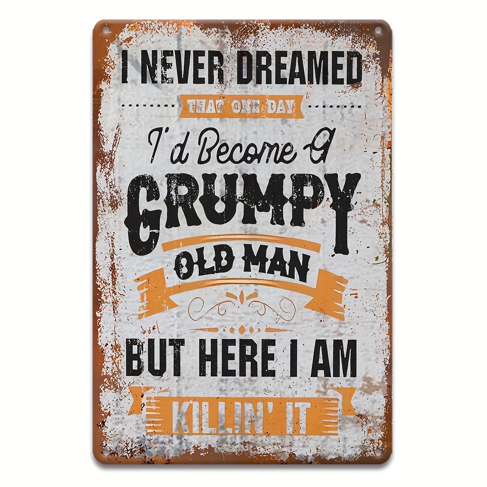 TEMU 2d Flat - Vintage Metal Sign For Old For Man - 12x8 Inches, Classic Wall Decoration For Garage, Porch, And For Man Cave, Suitable For