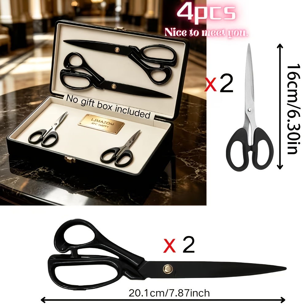TEMU 4pcs Heavy Duty Leather Scissors Set, Professional Fabric Scissors | Heavy Duty Multi-functional Sewing Scissors, German Craft Tailor Scissors |