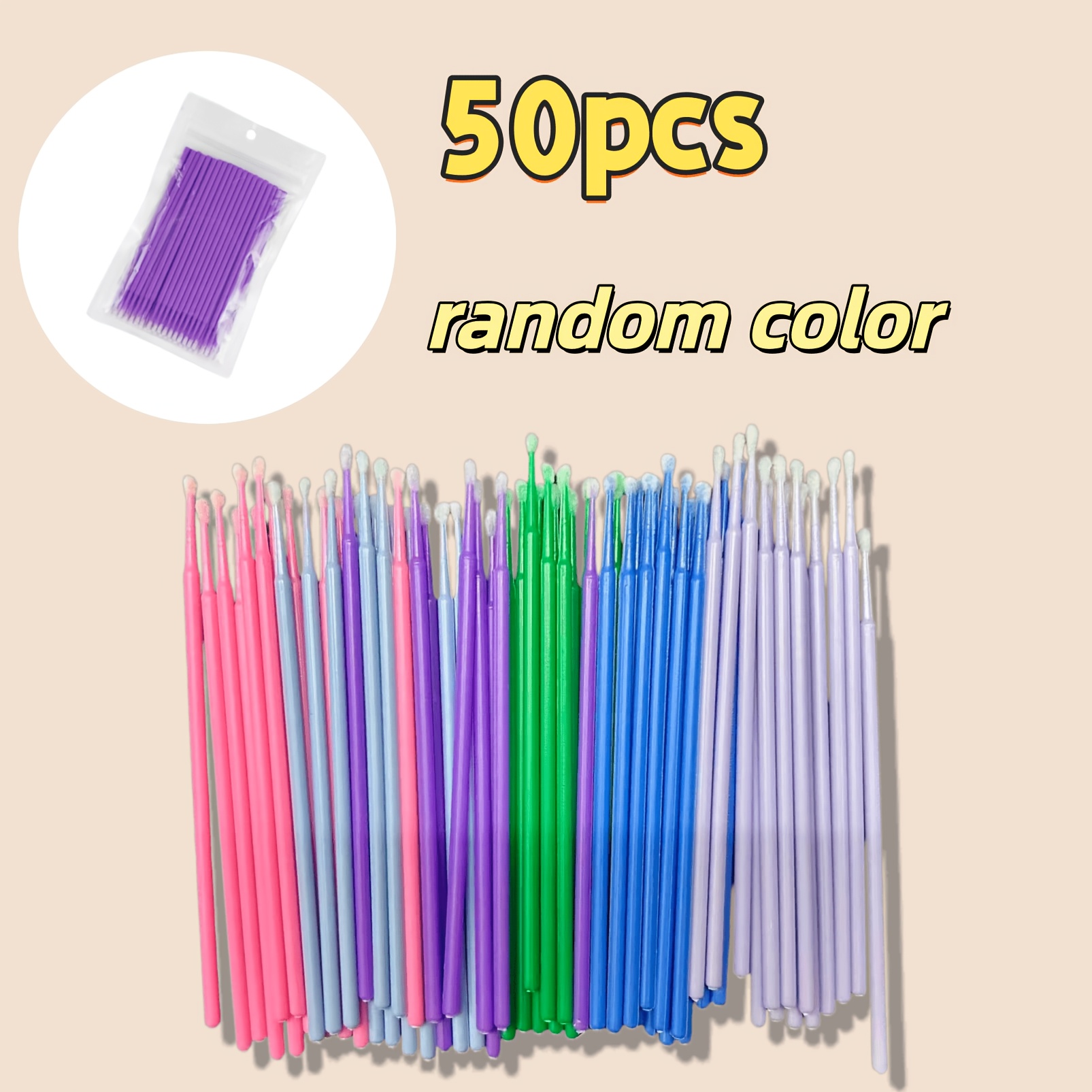 TEMU 50 Micro-pinceaux jetables (couleur aléatoire) - Applicateurs de peinture de à pointe fine, poils souples à unique, pour automobile, le