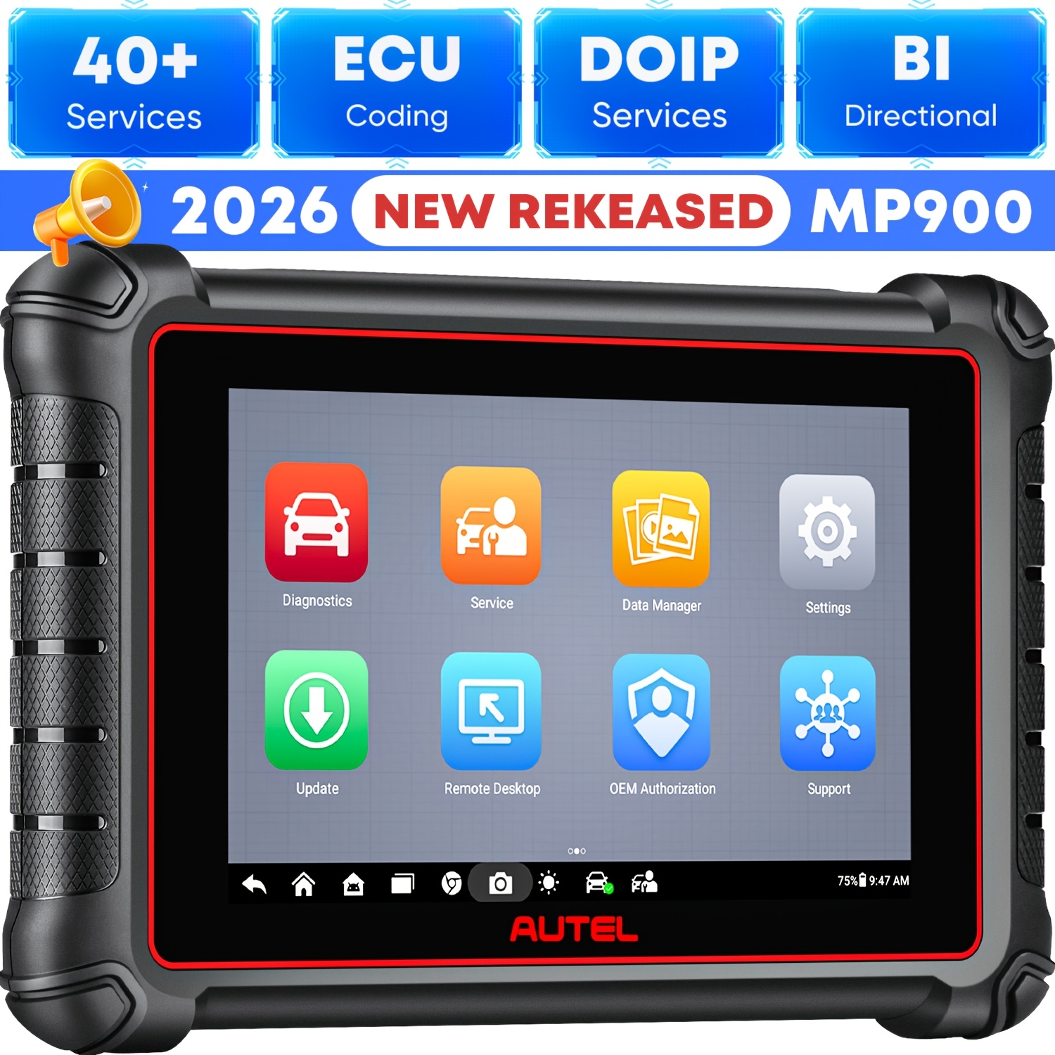 Autel Maxipro Mp900 Scanner: 2026 / Mp900e, Same As Mp900bt, New Ver. Of Mp808bt Pro Mp808s Ms906 Ms906bt Ds808 40, 3k+ Bidirectional Scan Tool, 150+ Makes, Scan Vin/license, Os 11
