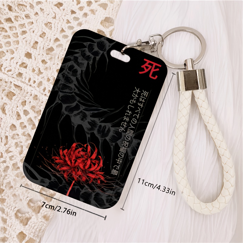 TEMU 2d Red Lily Art Id Card Holder And Lanyard, Plastic Card Protection Case. For Doctors, Nurses, Student Office Employees Id Card Bank Card Access