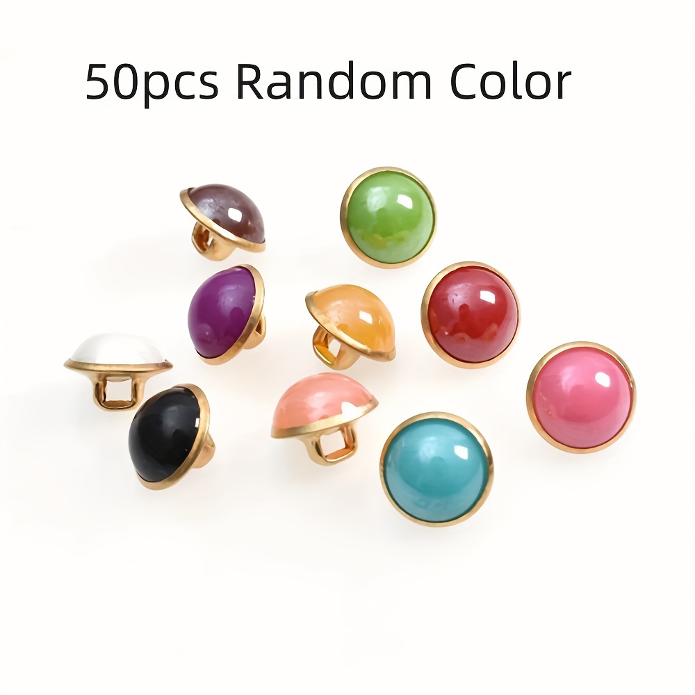 50pcs/set 10mm Random Color Half Round Pearl Diamond Buttons Hand Sewing Clothes Bag Hat Button Additions