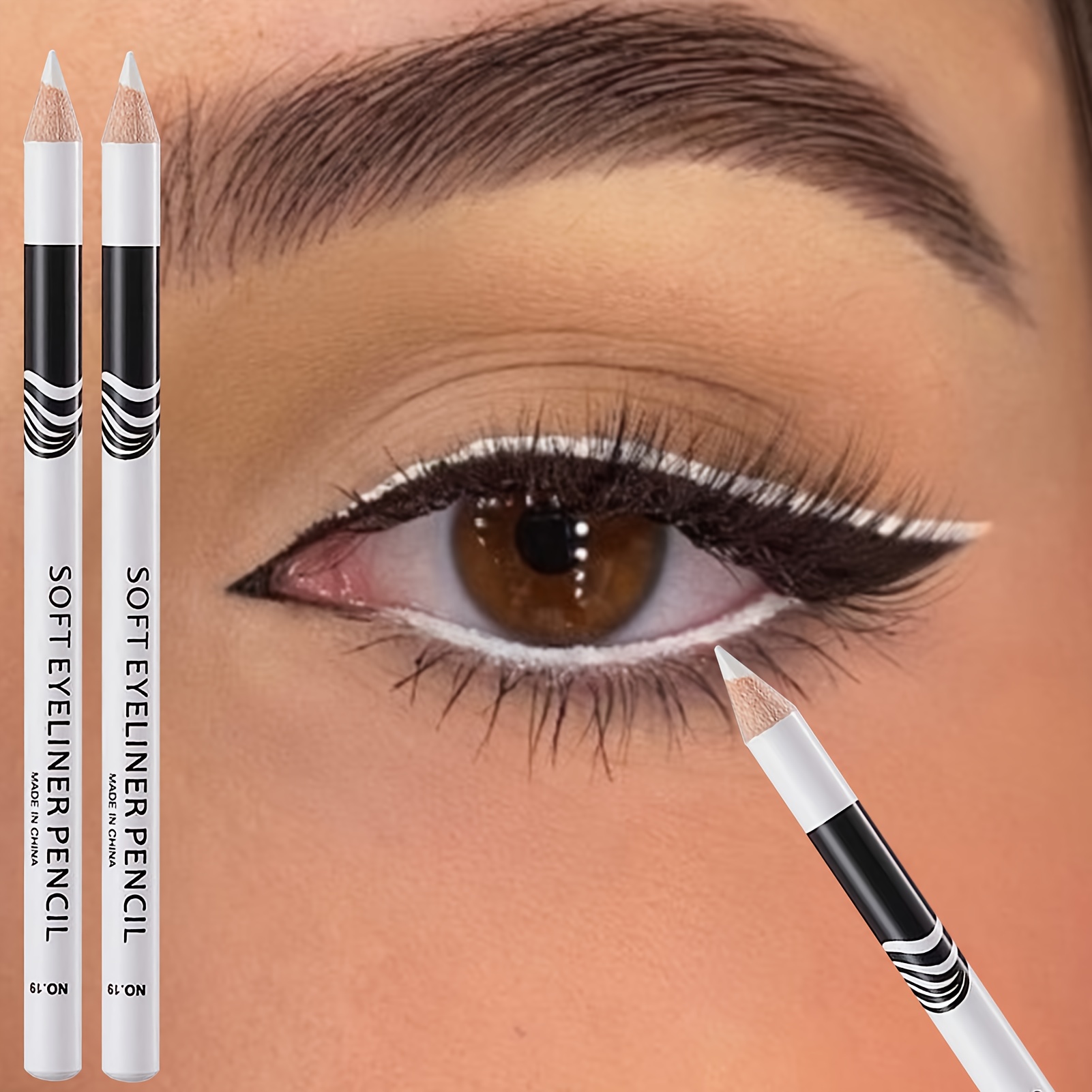 2pcs softeyeliner white eyeliner pencil smooth - Temu