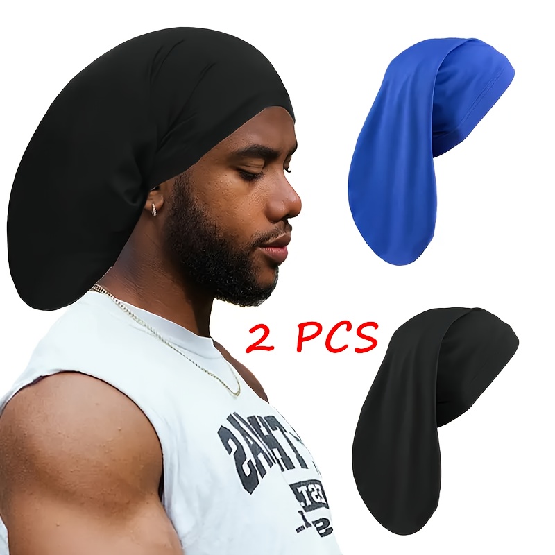 E-shop 2er-Pack Dreadlock-Mützen für Herren, für natürliches lockiges - und langes Haar, Polyester-Strick-, modisches Accessoire im Urlaubsstil
