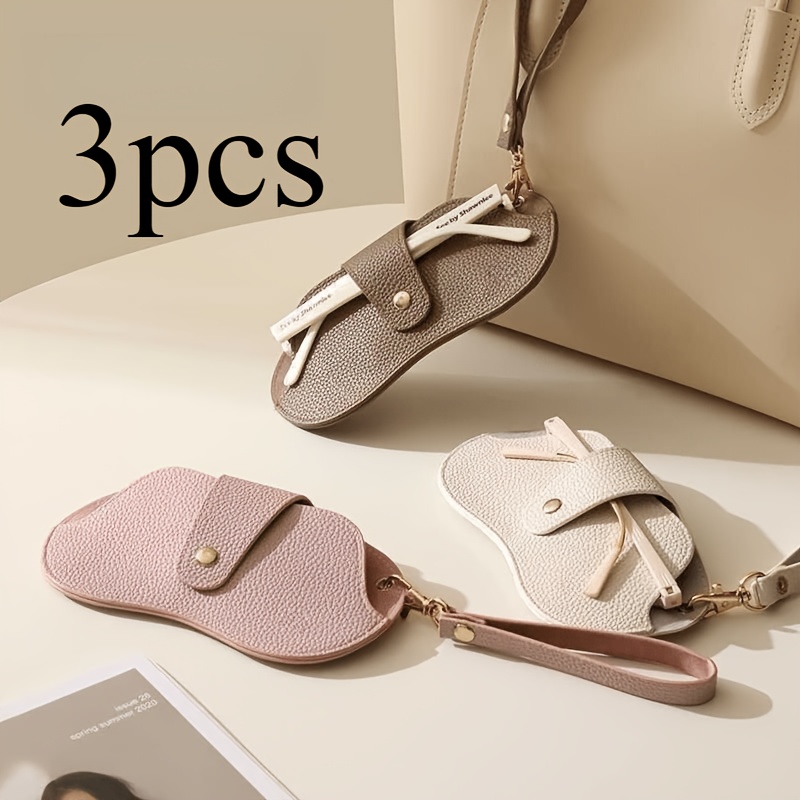 Image of 3pcs Random -and-match Popular Glasses Storage Bags, Storage Bags, Hanging Type Portable Storage Boxes, Hanging Bags, Cases, Glasses Clips