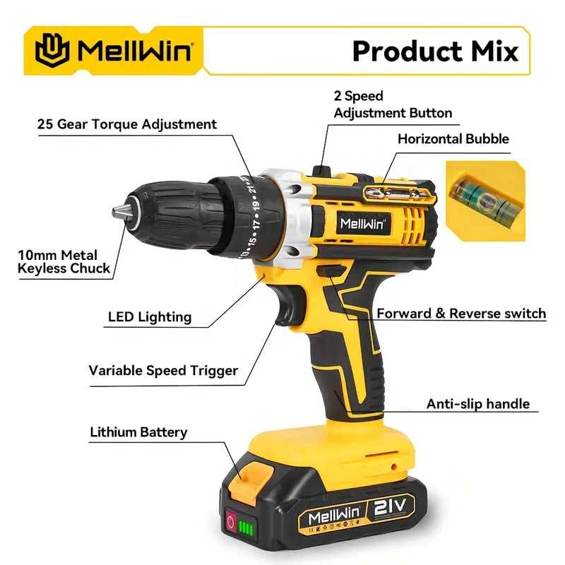 electric drill 10 impact drill electric screwdriver set electric tool kit for home drilling diy tools fathers day gift Product details 5
