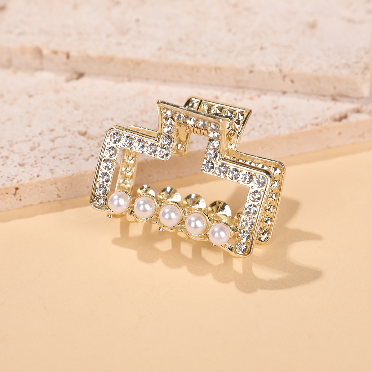 1pc Exquisite Rhinestone Small Hair Claw Clip, Bangs Clip, Clip, Half Clip Hair Accessory