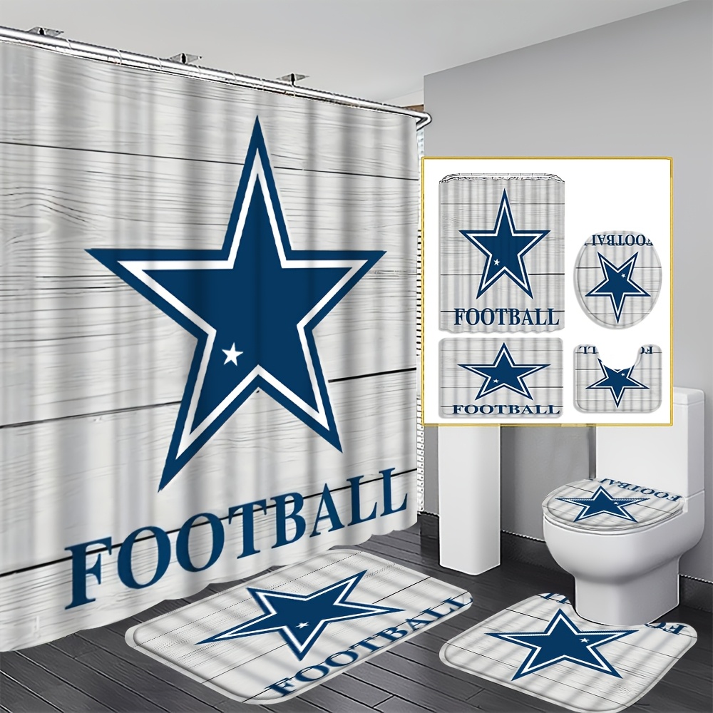 

4pcs Wooden Shower Curtain Decoration, Housewarming , Decoration, Shower Curtain And Mat Set 12 Shower Curtain