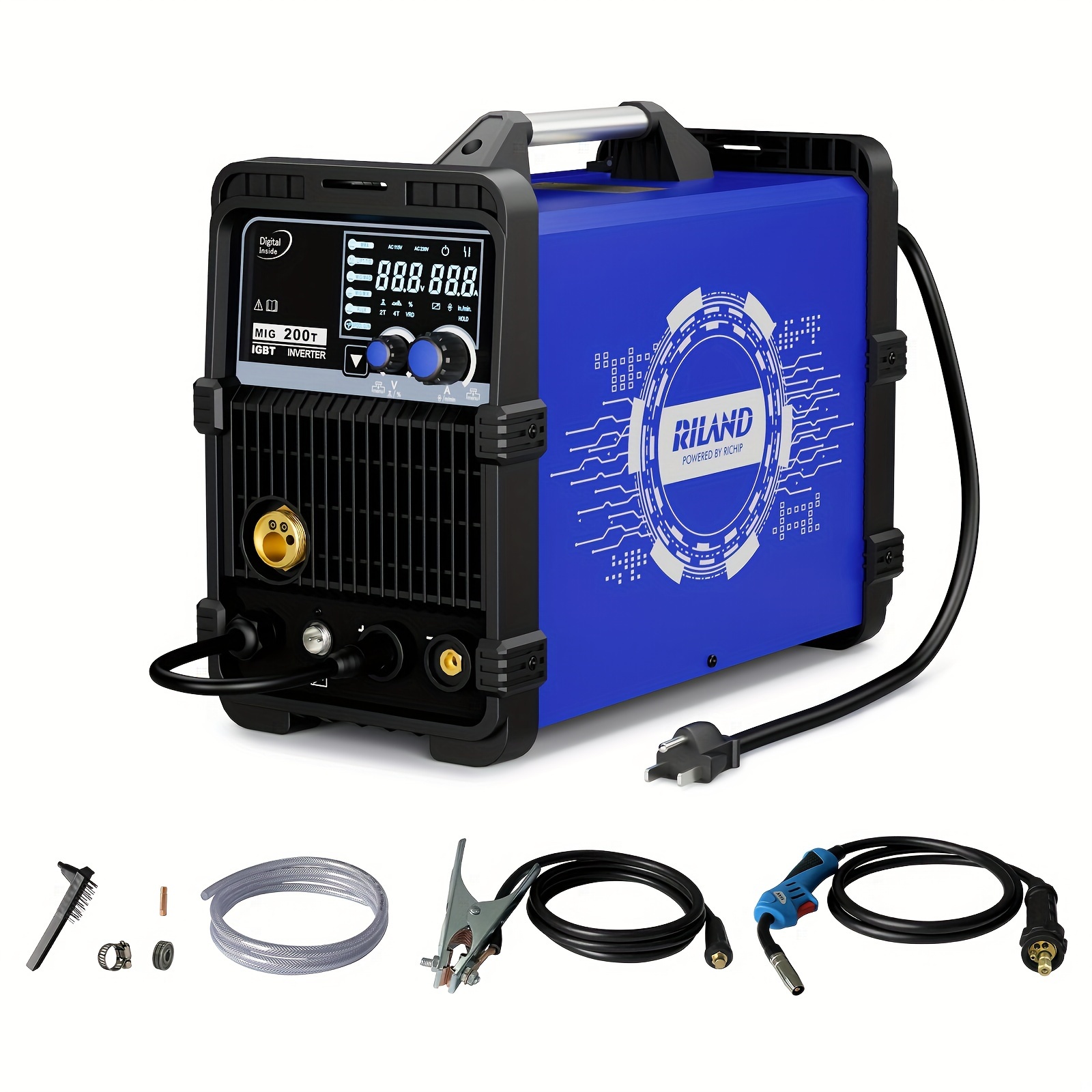 

Powerful 6 In 1 Mig Welder, 110v/200v Aluminum Multi Process Welding Machine With Large Display, Burn Back Adjustment, 200amp 6 In 1 Gas Mig/gasless Flux Core Mig/stick/lift Tig/spot Welding/spool