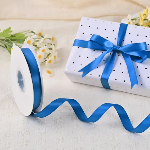 50 yards double sided polyester ribbon 5 8 inch wide white polka for easter bows gift wrapping crafts weddings party decorations table settings ribbon for flower bouquet
