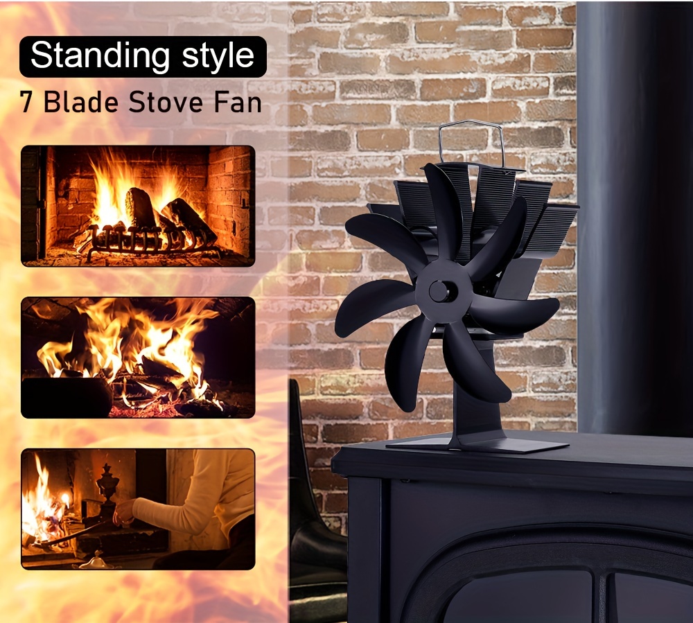 1pc 2024   7 blade metal stove fan portable exhaust air circulation fan for   outdoor camping stove no electricity needed   multiple components details 1