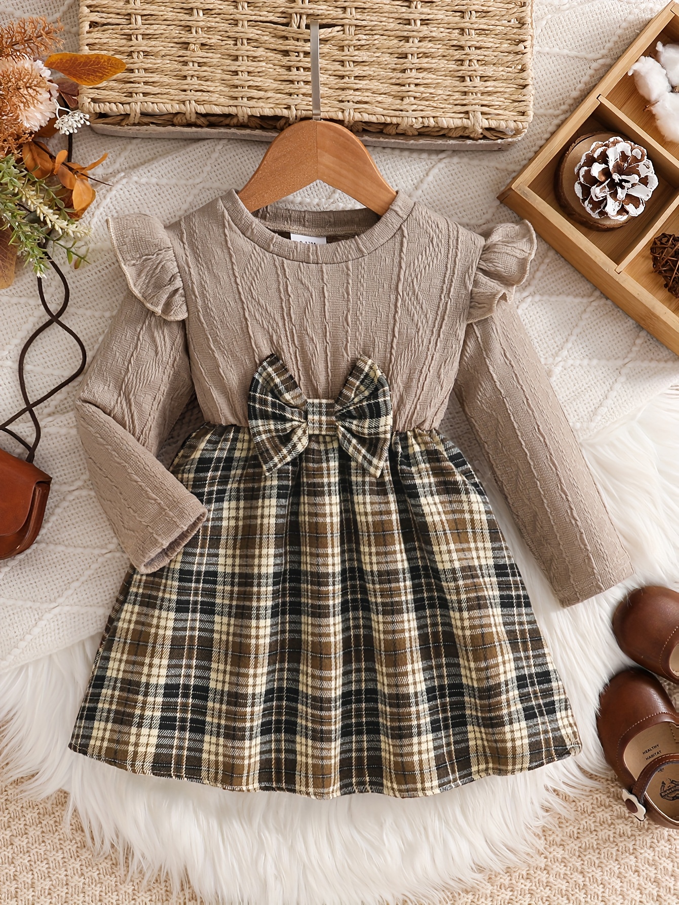 children's fall dresses Retro Boho Long Sleeve Girls Fall Dress 2T main image 1