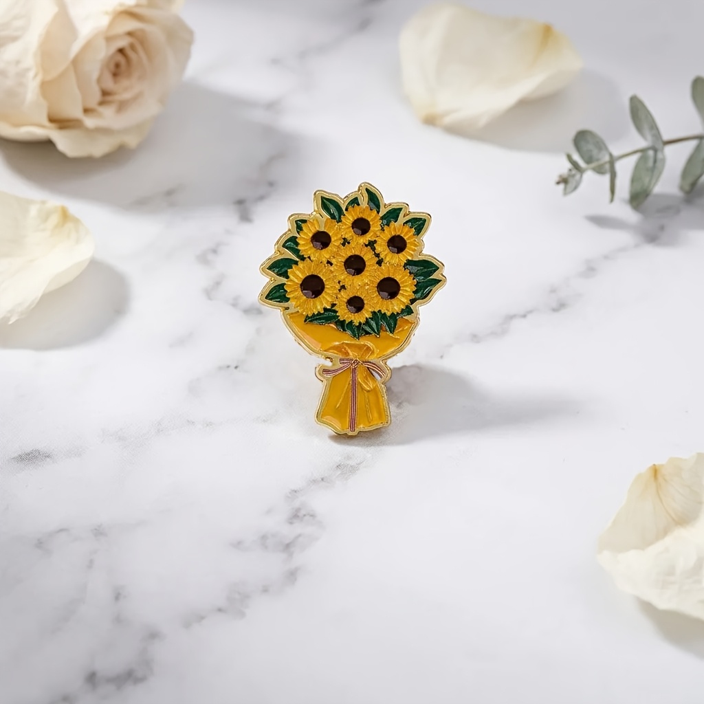 TEMU Broche de esmalte de ramo de , alfiler floral , de envoltura de ramo, accesorio versátil para mochilas escolares, chaquetas y sombreros, regalo