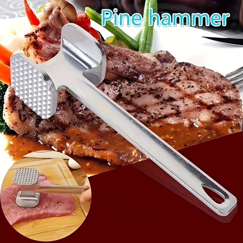 

Aluminum Meat Tenderizer Hammer, 1pc, Dual-sided, Manual Meat Mallet For Tenderizing, Flattening & Pounding Steaks, Kitchen For Food Contact