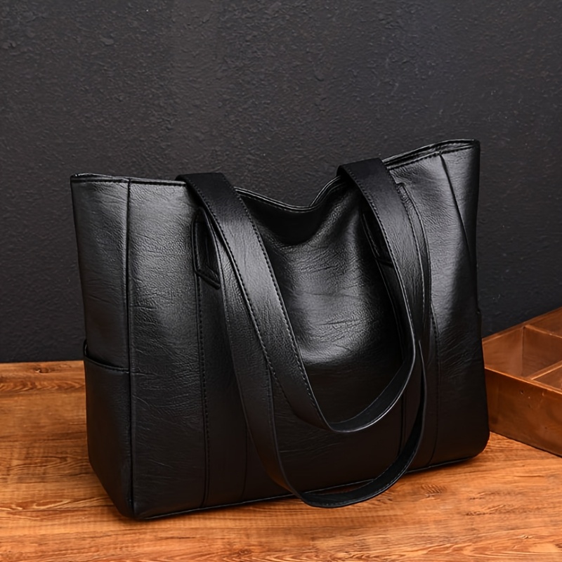 Image of Women's Fashion Vintage Style Tote Bag - Three-dimensional Plaid Pattern, Spacious And Durable, With Fixed Shoulder Straps And Zipper Closure - Suitable For Daily Use, Handbag