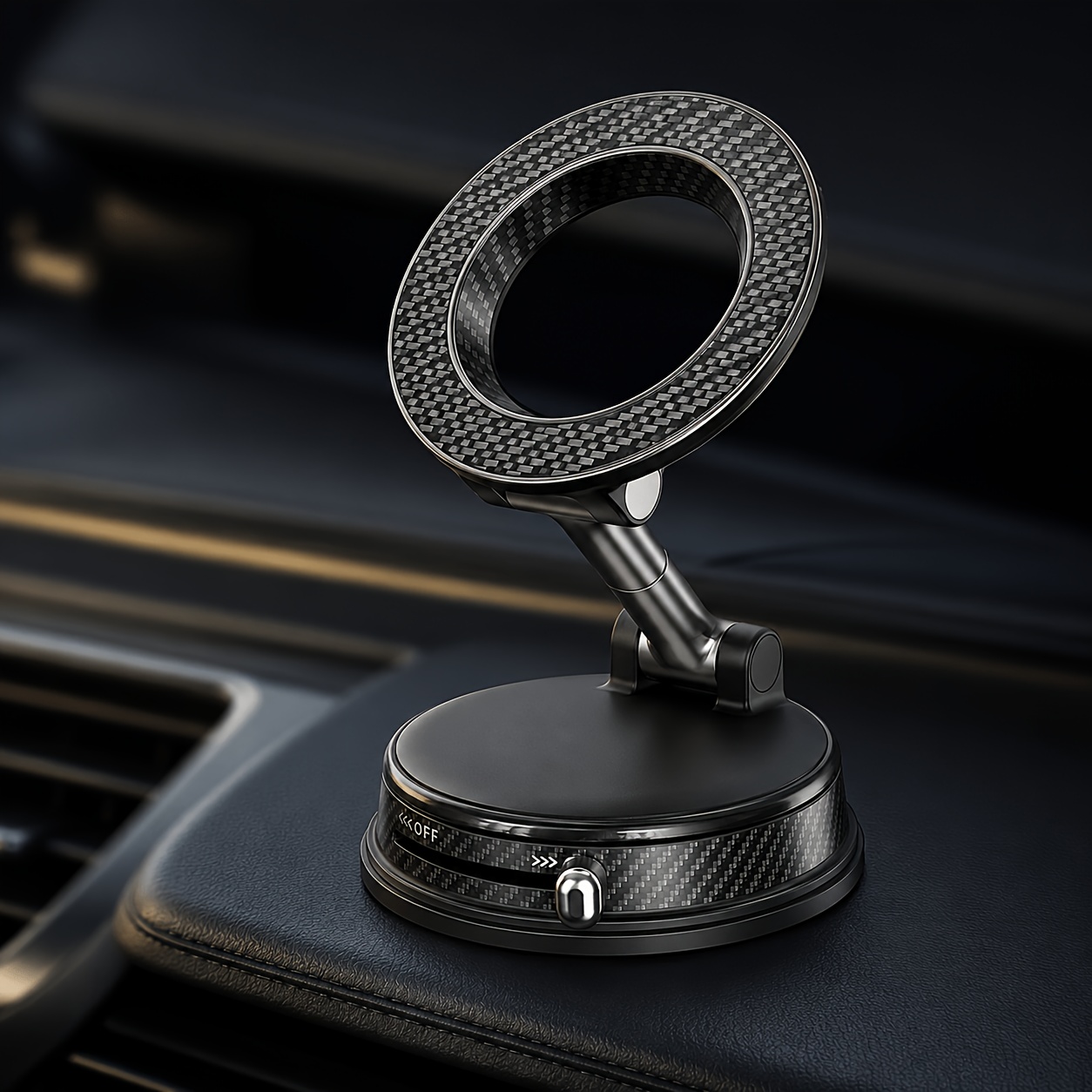 Image of Smart Vacuum Adsorption Magnetic Car Phone Holder, -grip Phone Mount For Car Dashboard, 360° Adjustable Strong Support For Iphone Xiaomi