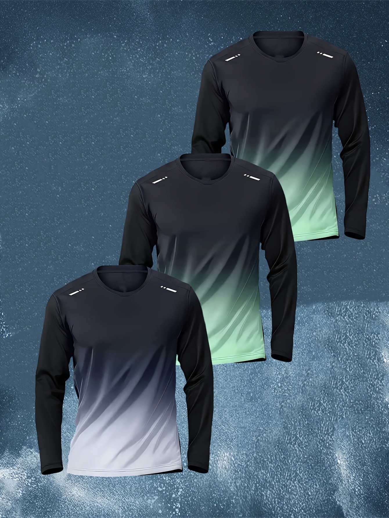 3pcs mens long sleeve athletic shirts quick dry breathable running training   with cooling effect   fit for outdoor sports gym and casual wea