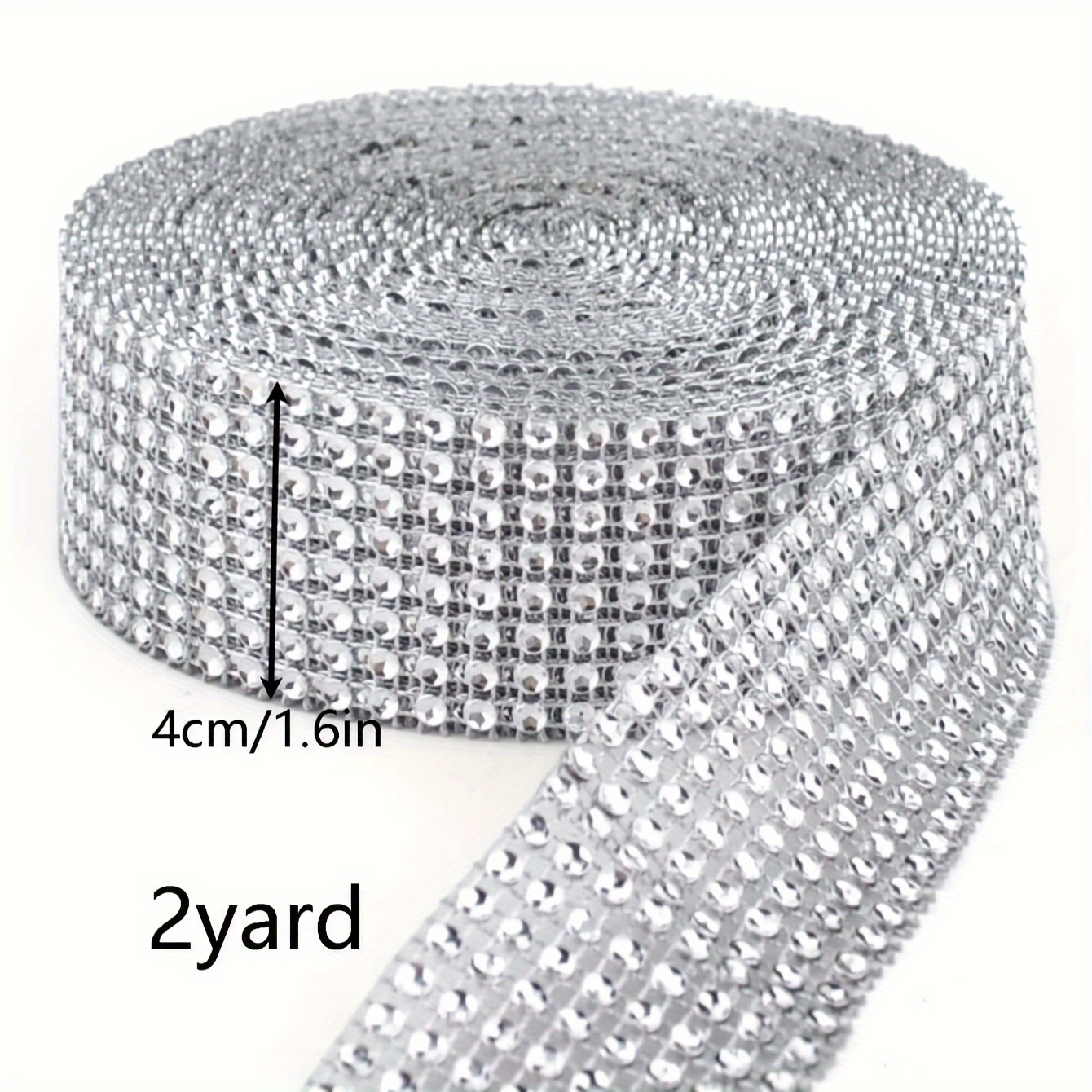 

2 mètres de ruban à strass, 1.6 pouce de large, argenté/doré, en diamant plaqué, pour accessoires de mode et décorations d'événements