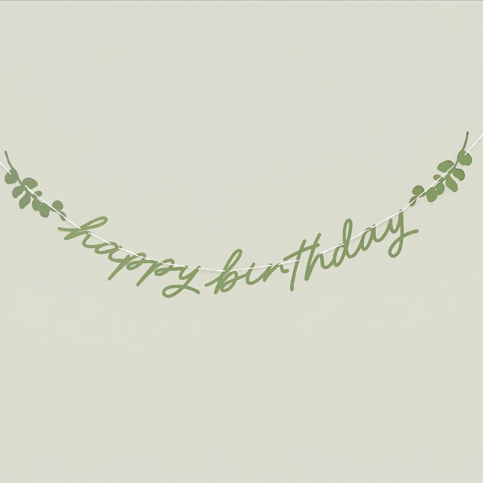 Image of 10ft Sage Green Happy Birthday Garland, Felt Elegant Birthday With Leaf Banner Leaf Birthday Garland For Birthday Decorations