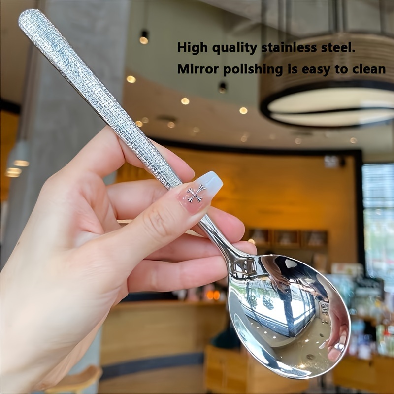 

Elegant Stainless Steel Round Head Spoon - Ideal For Soups, Rice & Desserts - Kitchen & Restaurant Cutlery