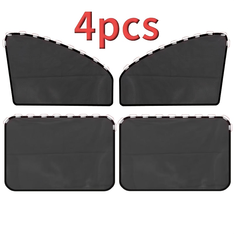 4pcs Car Sun Visors Magnet Non-automatic Retractable Car Sun Visors Insulating Board Front Curtain Sunshade Net - Black, , No To Sunlight, Privacy , Vehicle Interior Accessory