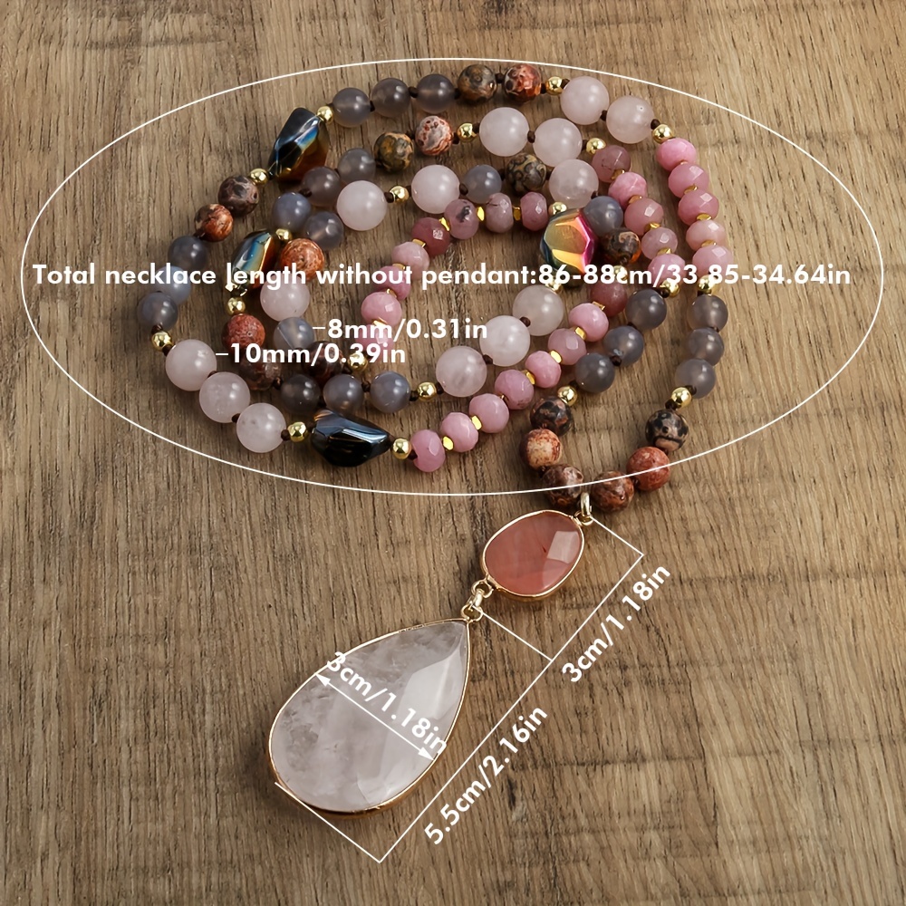 Spring Bohemian Women's Natural Stone Knot Necklace