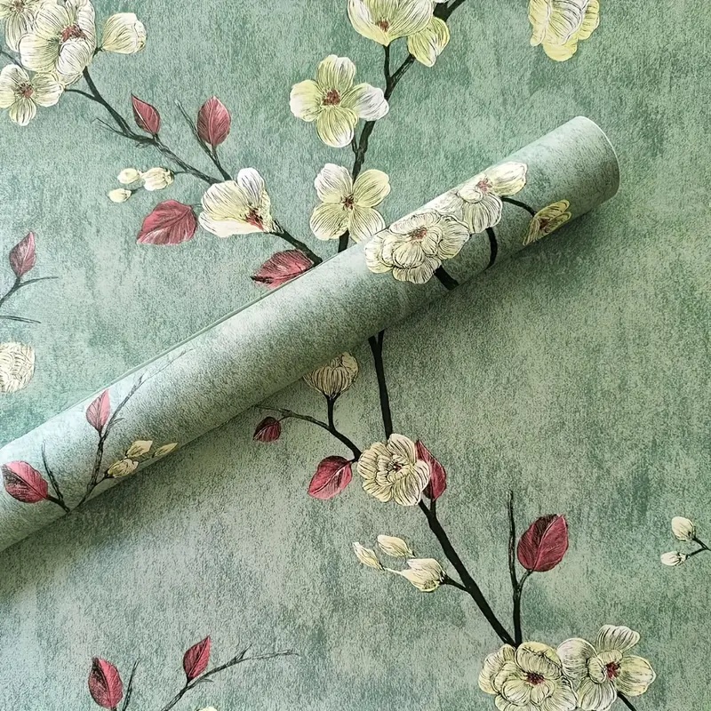 1 roll vintage european style self   peel and stick wallpaper floral pattern wall decor living room vinyl material furniture diy contact paper 17 72 inches x 393 7 inches vinyl wallpaper home bedroom sticker