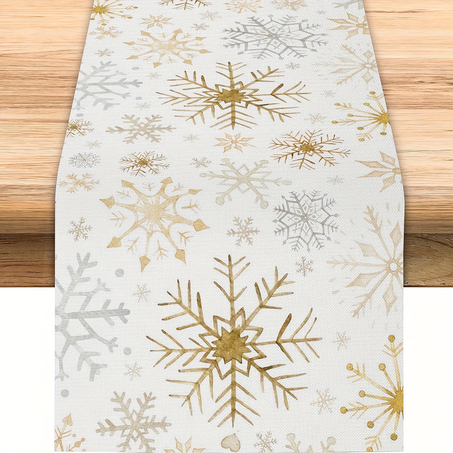 TEMU Festive Holiday Snowflake Table Runner, 100% Square Holiday Decor, Farmhouse Style Indoor Home Decoration For Season, Holiday Table Flag, Winter