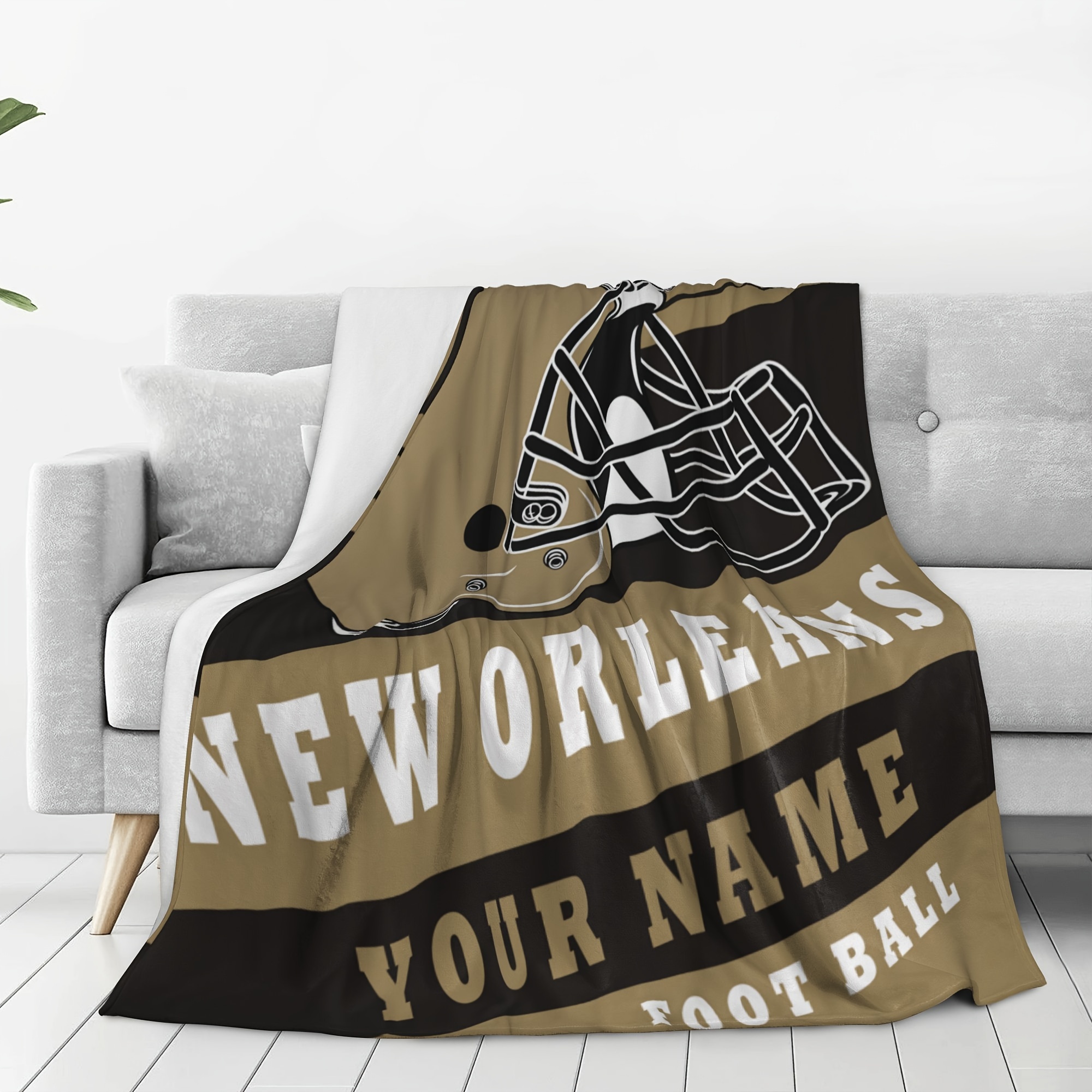 

Custom New Orleans Throw Blanket - Personalized Name Print For Bed & Sofa, Soft Warm Flannel, Perfect Gift For Fans, , Rectangular Polyester Knit, No Power Needed