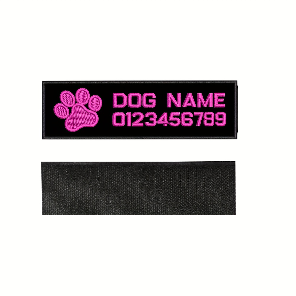 TEMU Customizable Name Patches With Hook Fastener, Personalized Embroidered Name Tapes For Animal Vest Harnesses, Collars, Leashes, Pet Accessories,