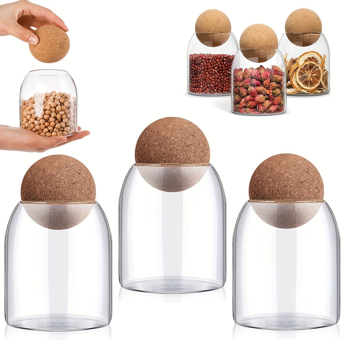 

3pcs Kitchen Storage Kit, Glass Storage Jars, Spices, Grains, Pasta Storage Kit, Canning Jars