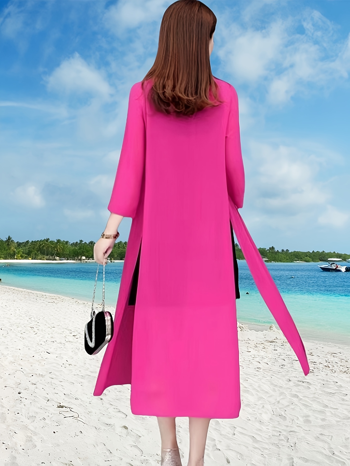 vestido playa mujer elegante cuello Temu Ecuador