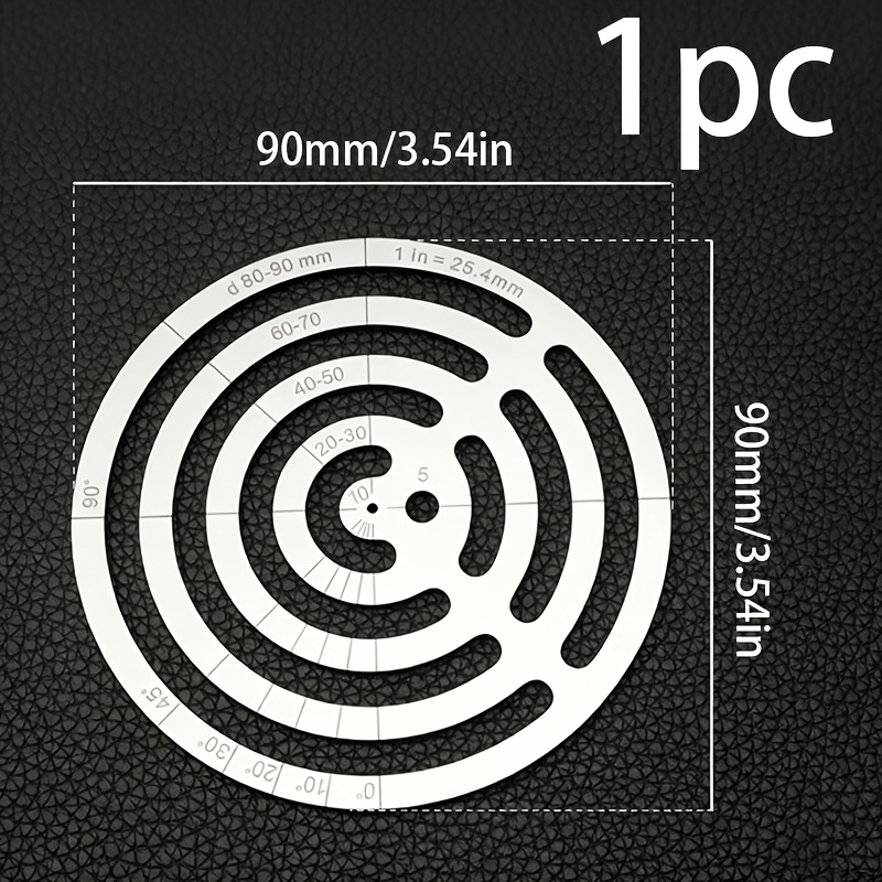 TEMU Multi-specification Round Template Ruler With Angle Measurement Scale, Metal Painting Circle Template, 5-90mm Circular Drawing Ruler, Portable