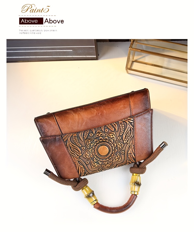 Red Vintage Sunflower Carved Bag size comparison