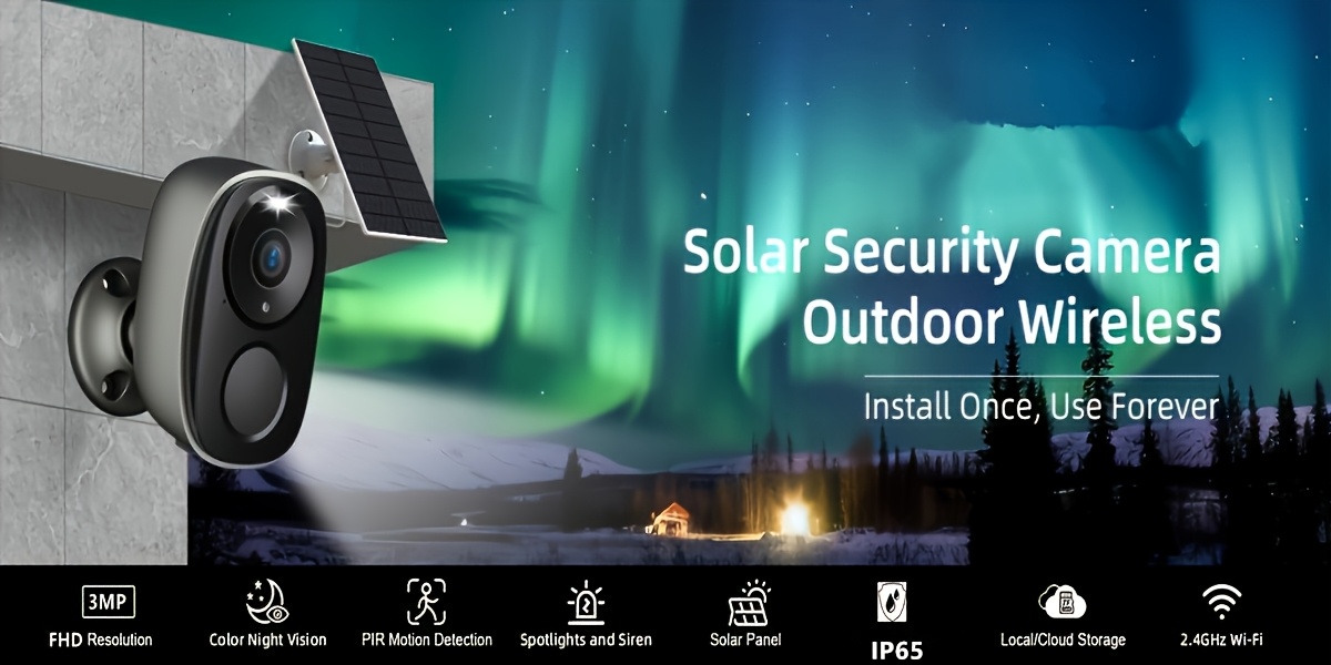 4 Pack AntCctv Security Cameras Wireless Outdoor | 4pcs Solar Powered WiFi Cameras with Color Night Vision, AI Motion Detection, Works with Alexa, 3MP Resolution