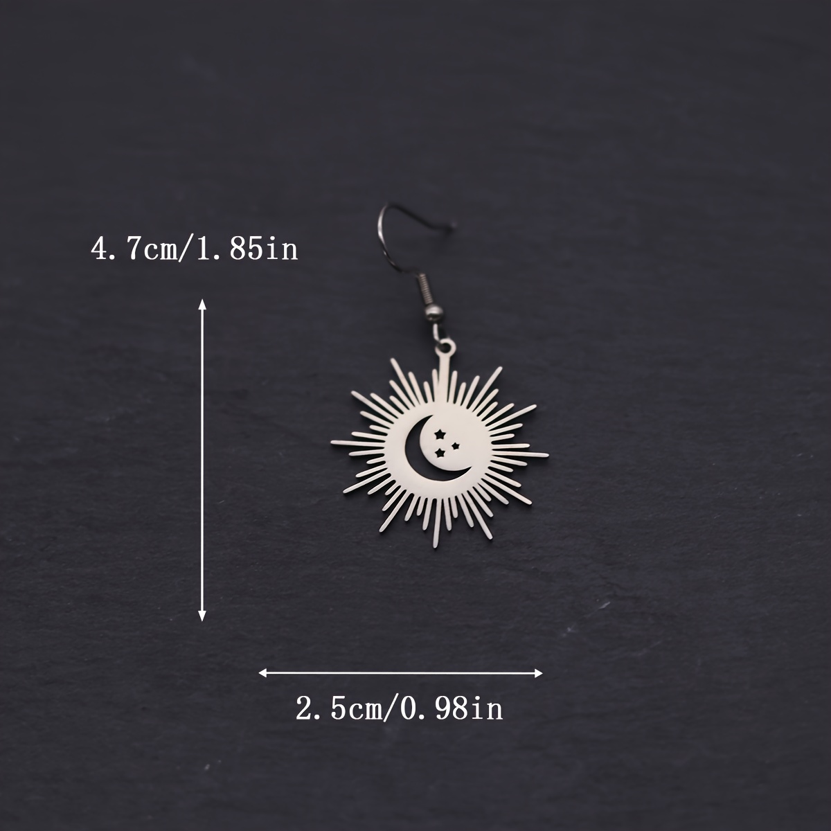 Stainless Steel Geometric Sun Vintage Pendant Earrings
