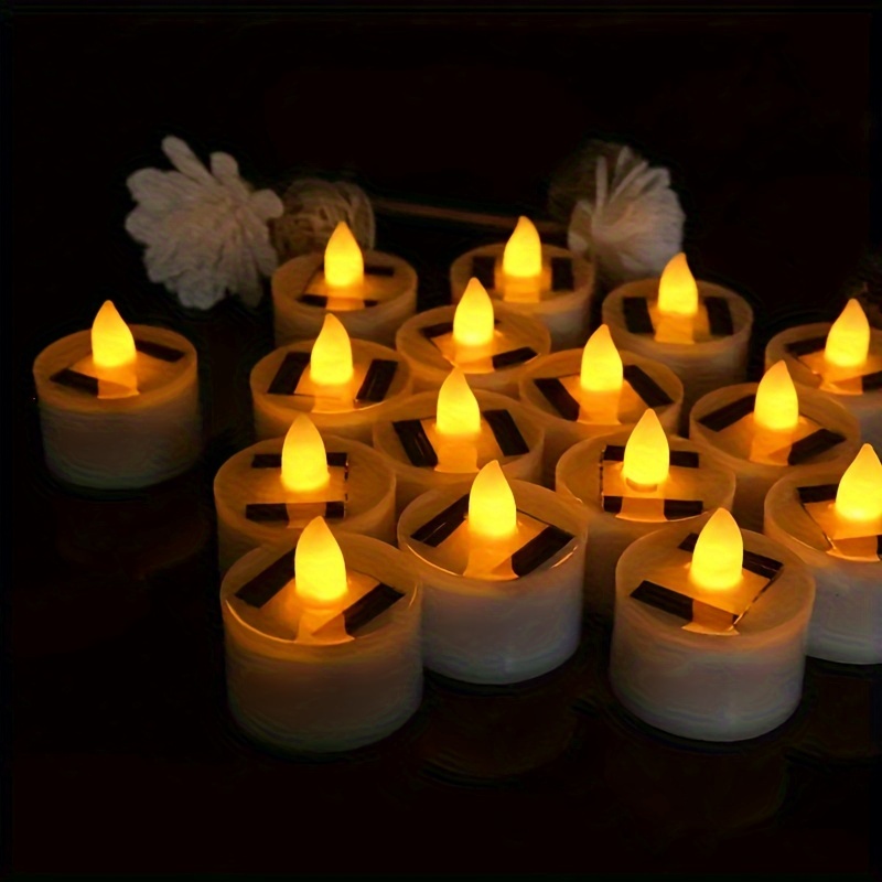

12pcs Solar Candle Lights, Solar Led Tea Night Lights, Waterproof Outdoor Lights, Garden Camping Home Decoration Gift Lights