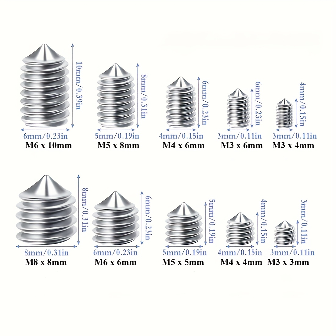 20pcs Hex Headless Screws Fixing Screw Kit