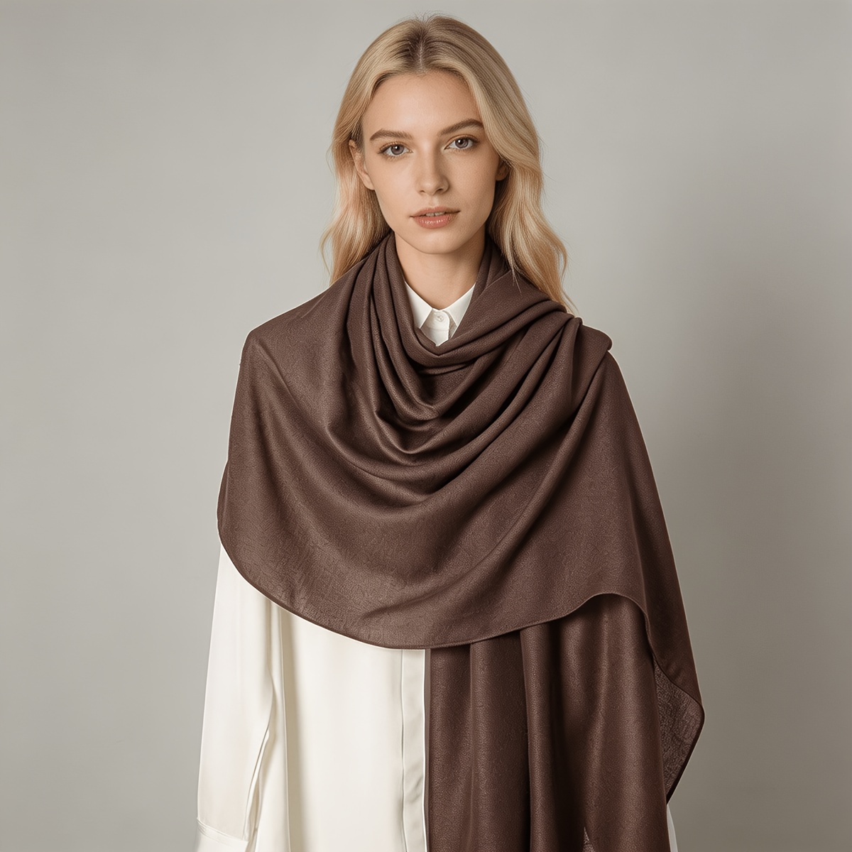 TEMU Pañuelo chal ultrasuave y transpirable para mujer - Chal envolvente retro de color liso para el cuello, para uso casual y formal, pañuelos blusa