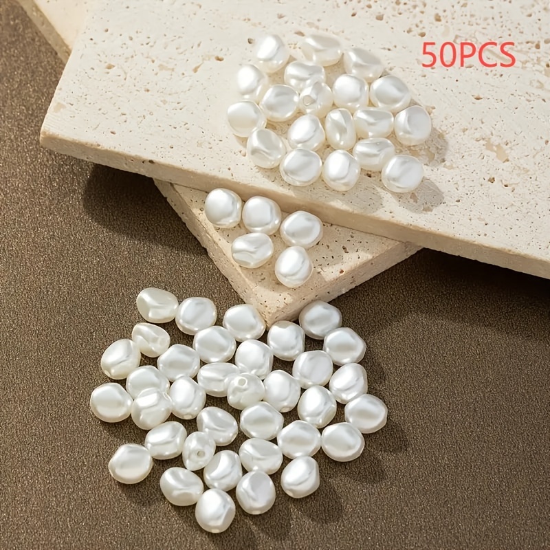 Image of 50pcs Of White Irregular Baroque Beads For Fashion Jewelry Materials Beads & Bead Assortments