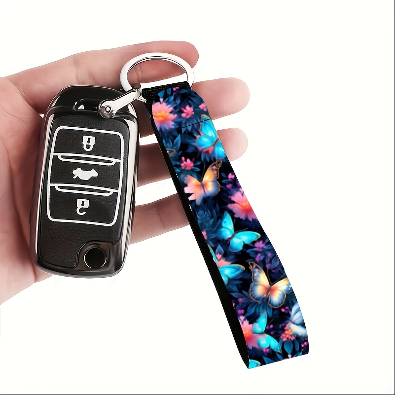 Glowing Pattern Wrist Keychain, Synthetic Rubber Non-woven Key Ring, Suitable For Cars, Cameras, Backpacks, Mobile Phones And , Unisex