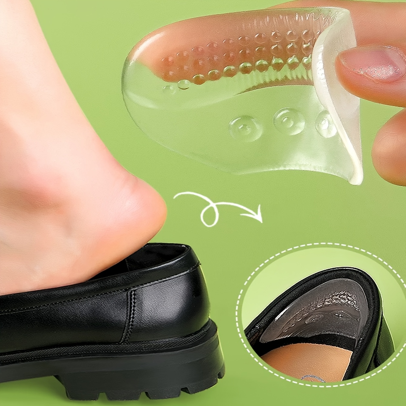 2pcs Women's Comfortable Soft Silicone Shoe Insole Small Heel Pad